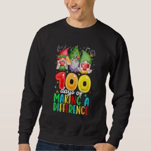 100 Days Of Making A Difference Cute Gnome Teacher Sweatshirt