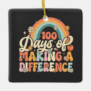 100 Days of Making a Difference Rainbow Teaching Ceramic Ornament