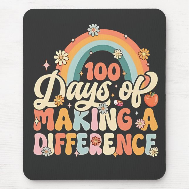 100 Days of Making a Difference Rainbow Teaching  Mouse Pad (Front)