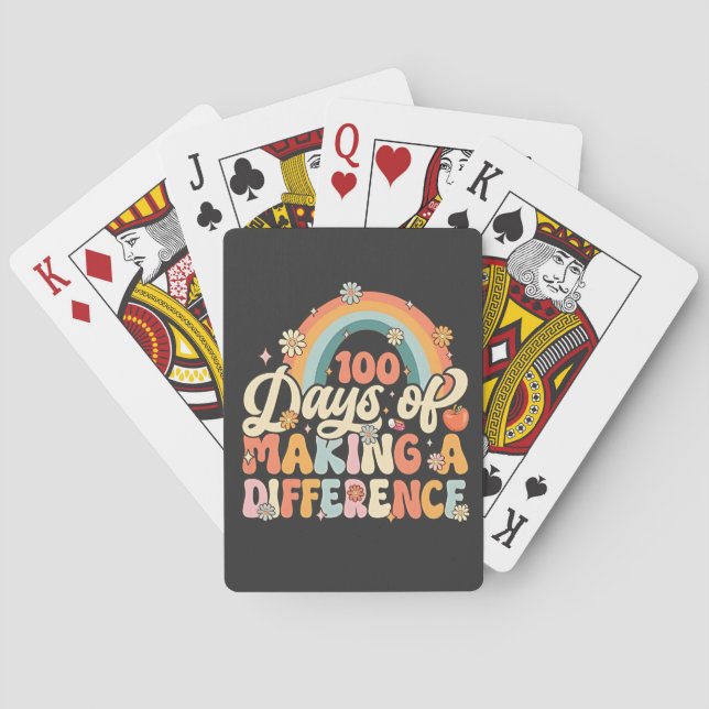 100 Days of Making a Difference Rainbow Teaching  Playing Cards (Back)