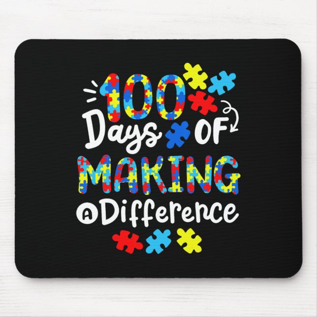 100 Days Of Making A Difference School Kids Autism Mouse Pad (Front)