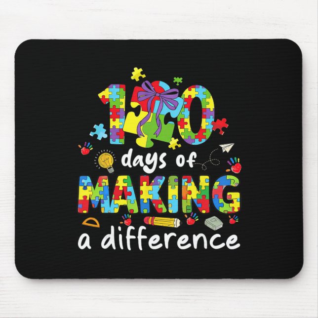 100 Days Of Making A Difference Teacher Autism Awa Mouse Pad (Front)