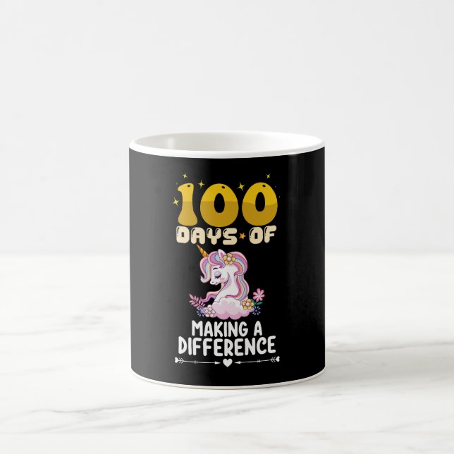 100 Days Of Making A Difference Unicorn School Coffee Mug (Center)