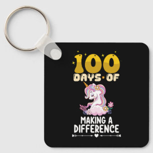 100 Days Of Making A Difference Unicorn School Key Ring