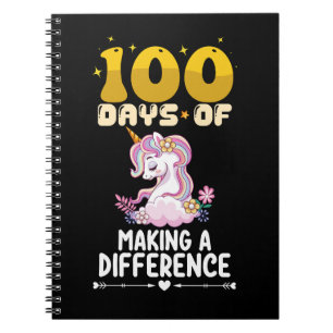 100 Days Of Making A Difference Unicorn School Notebook
