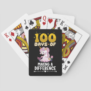 100 Days Of Making A Difference Unicorn School Playing Cards