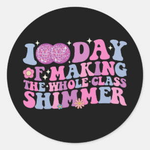 100 Days Of Making The Whole Class Shimmer Disco Classic Round Sticker