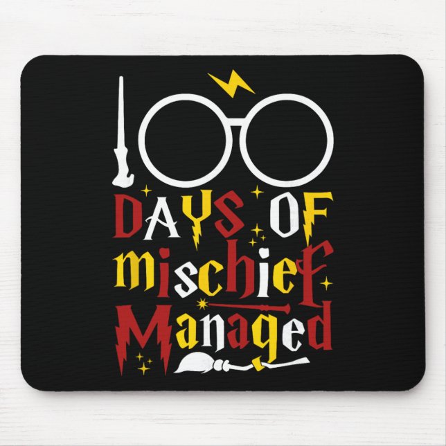 100 Days Of Mischief Managed Teacher Kid 100th Day Mouse Pad (Front)