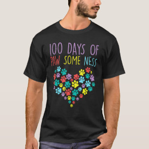 100 Days Of Pawsomeness Heart 100th Day School Dog T-Shirt