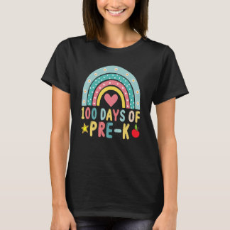 100 Days Of Pre K Leopard Rainbow 100th Day Of Sch T-Shirt