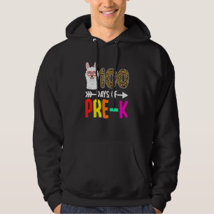 100 Days Of Pre K Llama Kids 100th Day Of School L Hoodie