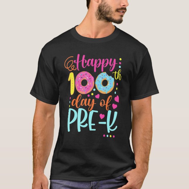 100 Days of Pre-k Teacher Kids Smarter Donuts T-Shirt (Front)