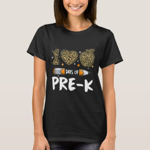100 Days Of Pre K Teacher Student Leopard Happy 10 T-Shirt