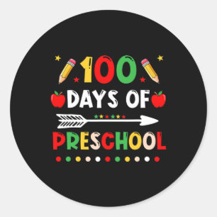 100 Days Of Preschool Celebration Outfit Adults Bo Classic Round Sticker