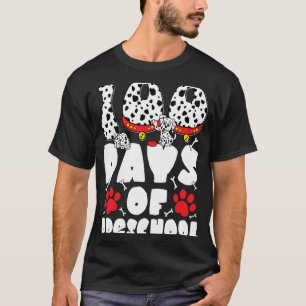 100 Days of Preschool Dalmatian Dog Kids 100 Days  T-Shirt