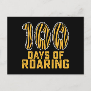 100 Days Of Roaring Tiger Funny 100th Day School Postcard