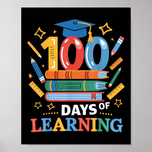 100 Days Of School 100 Days Of Learning Teacher Poster (Front)