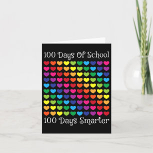 100 Days Of School 100 Days Smarter Heart Love Boy Card