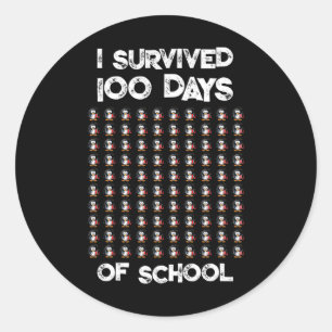 100 Days Of School 100 Penguins Design Classic Round Sticker