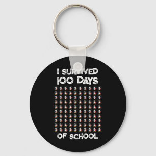100 Days Of School 100 Penguins Design Key Ring
