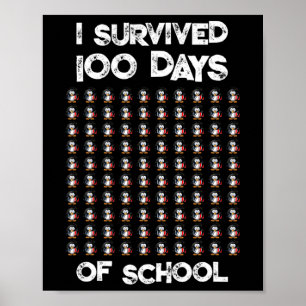 100 Days Of School 100 Penguins Design Poster