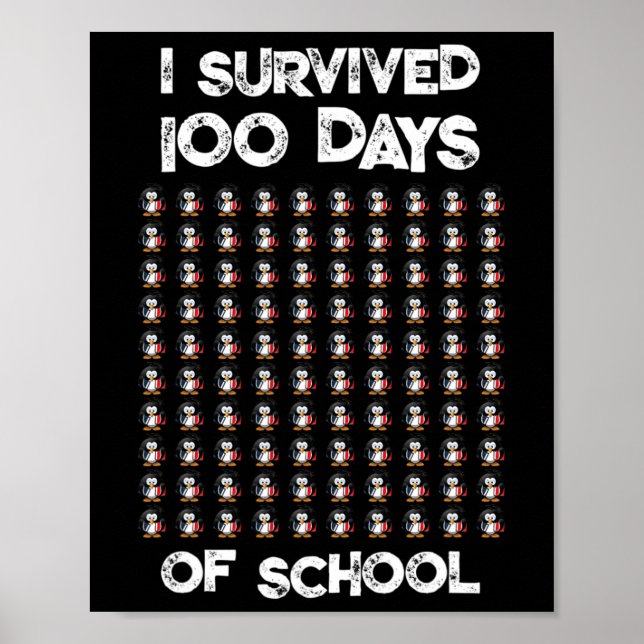 100 Days Of School 100 Penguins Design  Poster (Front)