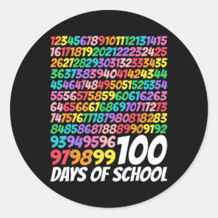 100 Days Of School 100th Day Cute Math Numbers Tea Classic Round Sticker