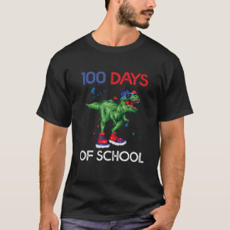 100 Days Of School 100Th Day Dino Kids Boys Girls T-Shirt