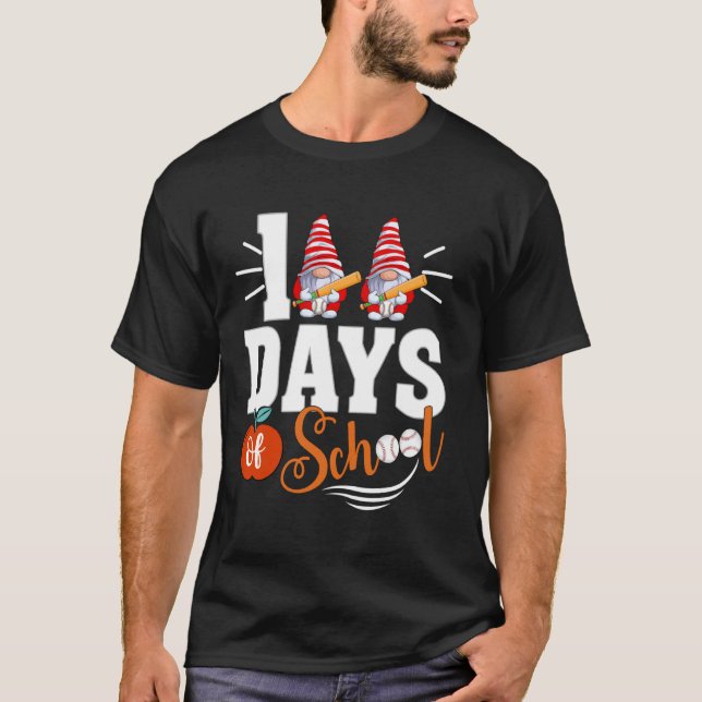 100 Days of School 100th Day Gnomes Tee Kids Baseb (Front)