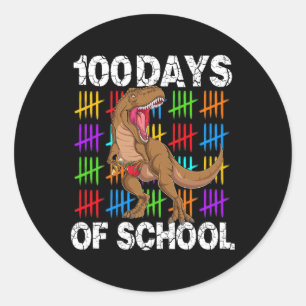 100 Days Of School 100th Day Of School Dino Classic Round Sticker