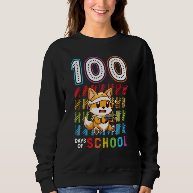 100 Days of School 100th Day of School Fox Sweatshirt (Front)