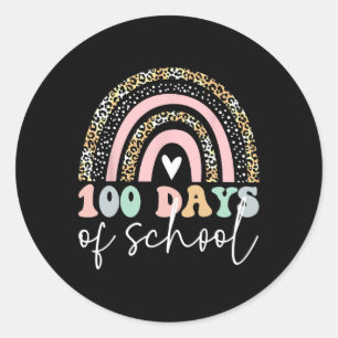 100 Days Of School 100th Day Rainbow Teacher Kids Classic Round Sticker