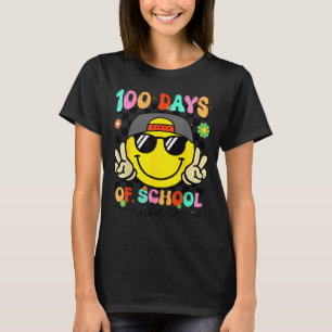 100 Days Of School 100th Day Smile Groovy Face Tea T-Shirt