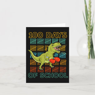100 Days Of School 2025 Dinosaur Boxing Mma Martia Card