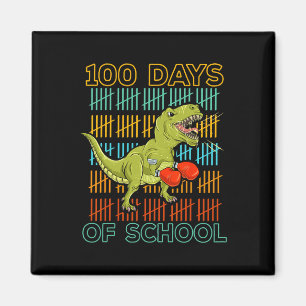 100 Days Of School 2025 Dinosaur Boxing Mma Martia Magnet