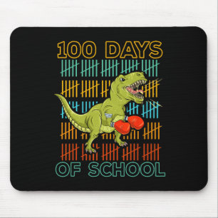 100 Days Of School 2025 Dinosaur Boxing Mma Martia Mouse Pad