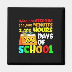 100 Days Of School 2400 Hours 144000 Minutes Magnet