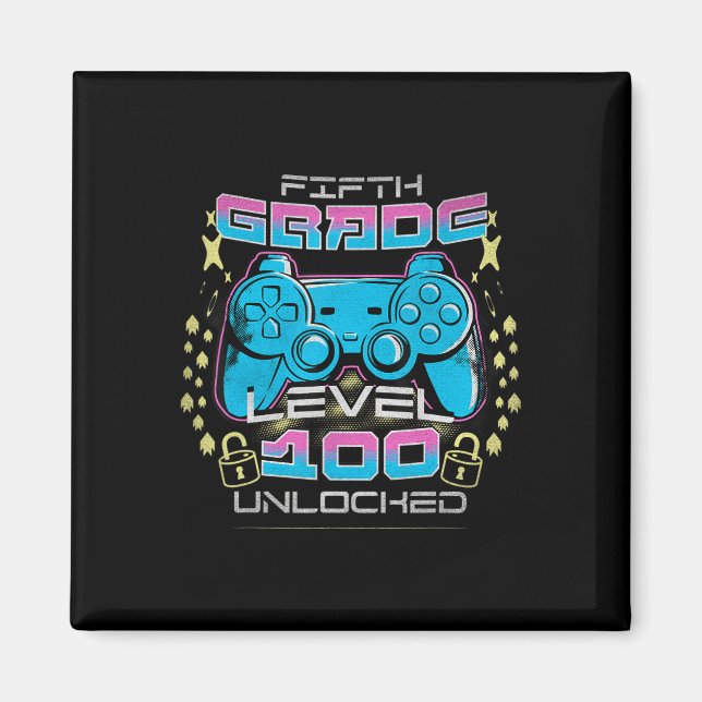100 Days Of School 5th Grade Level Unlocked Video  Magnet (Front)