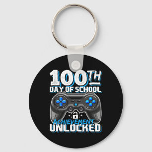 100 Days Of School Achievement Unlocked Video Game Key Ring