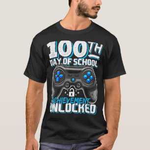 100 Days of School Achievement Unlocked Video Game T-Shirt