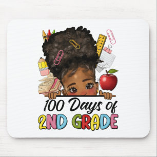 100 Days Of School Afro 100th Day Of 2nd Grade Mes Mouse Pad
