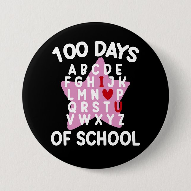 100 Days Of School Alphabet 100th Day Teacher  7.5 Cm Round Badge (Front)