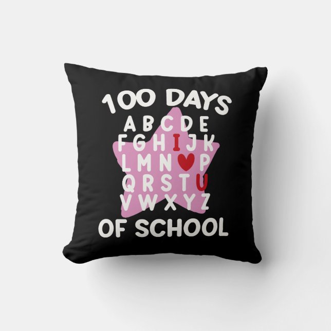 100 Days Of School Alphabet 100th Day Teacher  Cushion (Front)