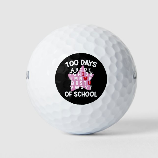 100 Days Of School Alphabet 100th Day Teacher  Golf Balls (Front)