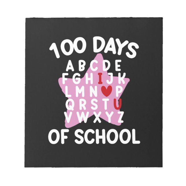 100 Days Of School Alphabet 100th Day Teacher  Notepad (Front)