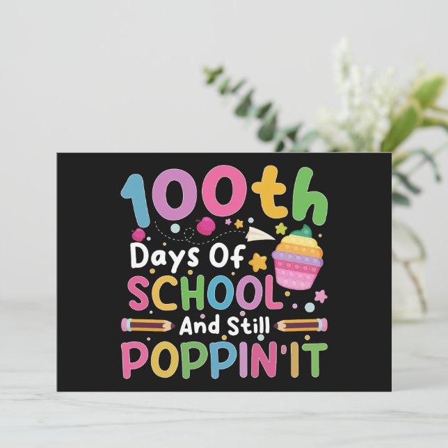 100 Days Of School And Still Poppin' Girl  Invitation (Standing Front)