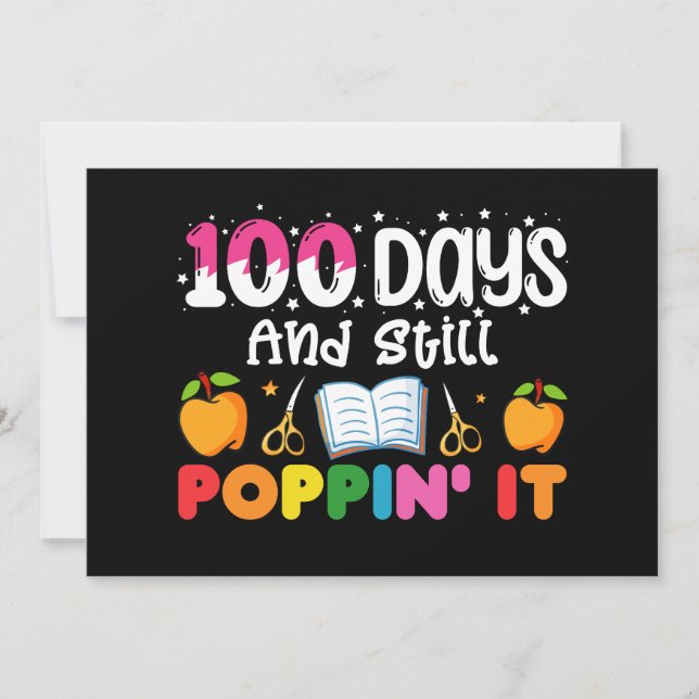 100 Days Of School And Still Poppin' It Invitation (Front)