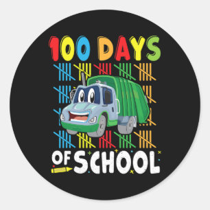 100 Days Of School Apparel Garbage Truck For Teach Classic Round Sticker