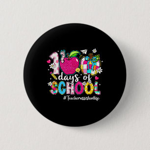 100 Days Of School Apple Checkered Teacher Istant 6 Cm Round Badge