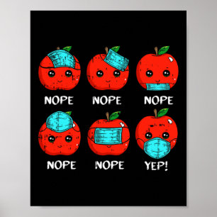 100 Days Of School Apple Face Mask Teacher Quarant Poster
